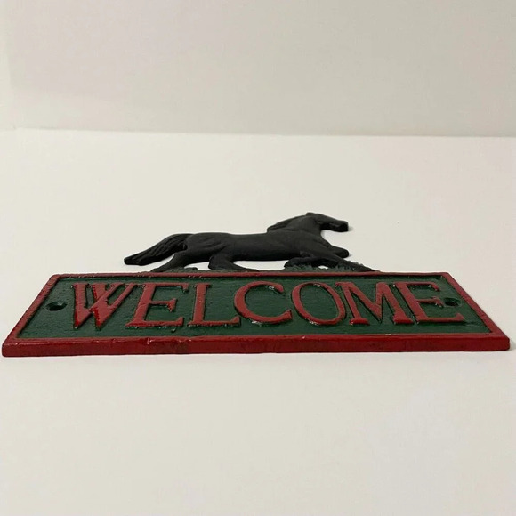Cast  Iron Horse Welcome Door Hanger Sign Farmhouse Decor - Picture 3 of 16